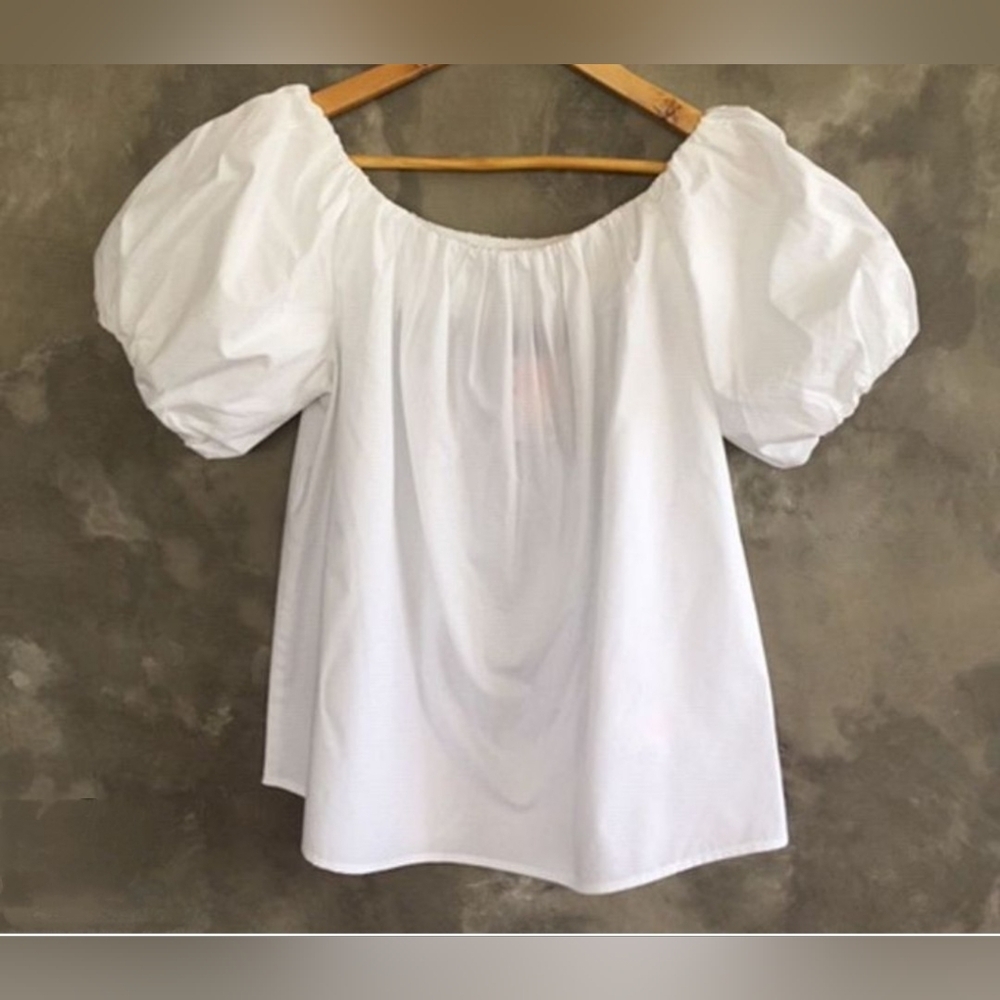 #091 Sz 6 Primark White Bishop Sleeve Ruffled Blouse